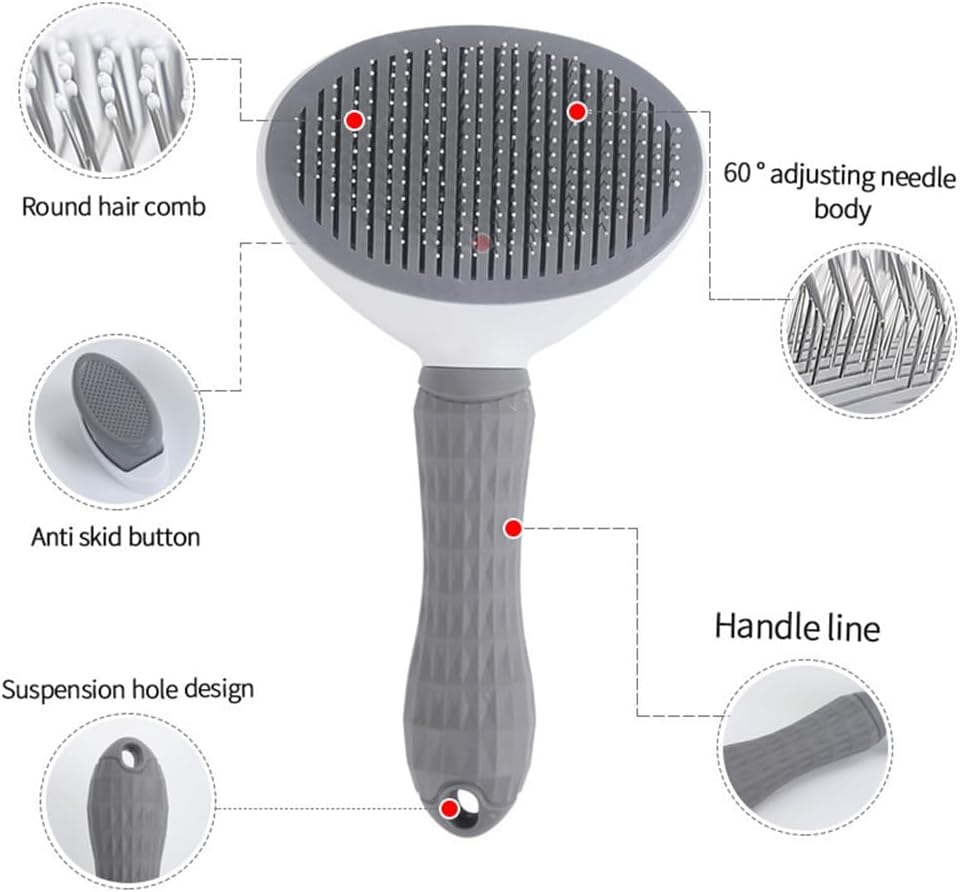 Cat Brush Dog Brush for Shedding, Cat Grooming-Brushes with Release Button, Cats Comb for Kitten Puppy Massage Removes Tangles and Loose Fur, Long or Short Haired Cats