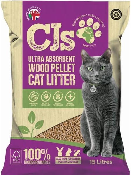 Cj's PREMIUM WOOD CAT LITTER 5L 15L 30L - VIRGIN WOOD PELLETS ULTRA ABSORBENT