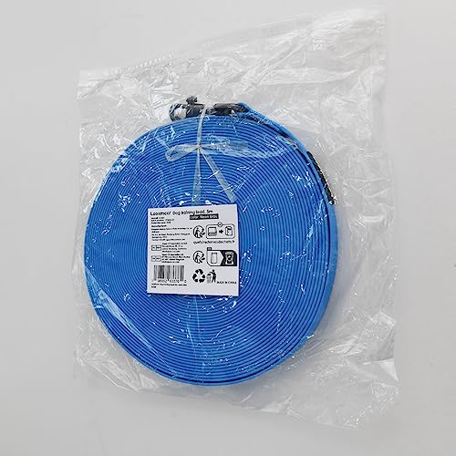 Looxmeer Dog Training Lead, 5M(16ft) Strong Extra Long Dog Lead for Small Medium Large Dog with Padded Handle & Storage Bag, Waterproof Dog Leash for Recall Tracking Hiking Hunting Obedience, Blue