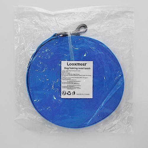 Looxmeer Dog Training Lead, 5M(16ft) Strong Extra Long Dog Lead for Small Medium Large Dog with Padded Handle & Storage Bag, Waterproof Dog Leash for Recall Tracking Hiking Hunting Obedience, Blue