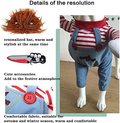 Deadly Doll Dog Clothes, Pets Costume Halloween Cosplay for Dogs, Funny Dog Party Clothes Hat Christmas Costume Dog Party Clothes (L)