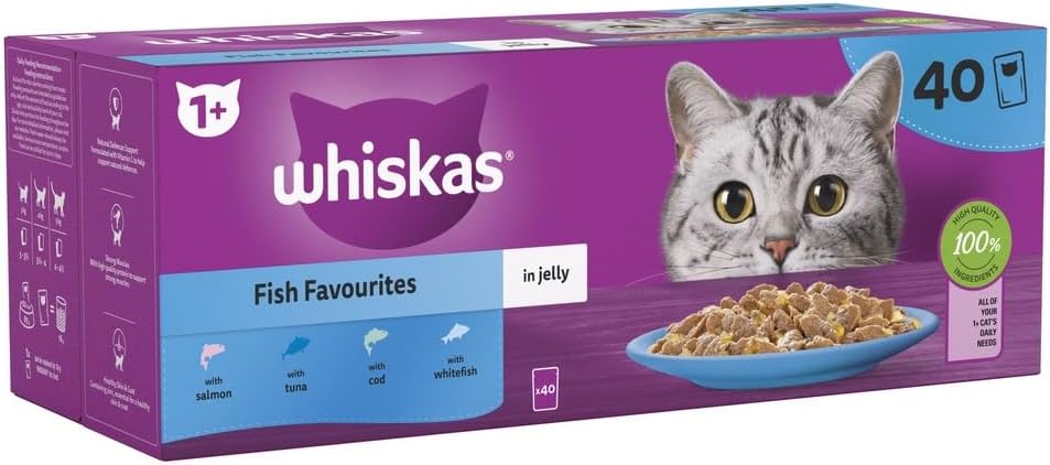 Whiskas 1+ Adult Wet Cat Food in Jelly — Fish & Poultry Flavours | Multipack