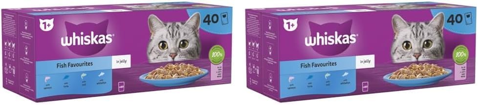 Whiskas 1+ Adult Wet Cat Food in Jelly — Fish & Poultry Flavours | Multipack