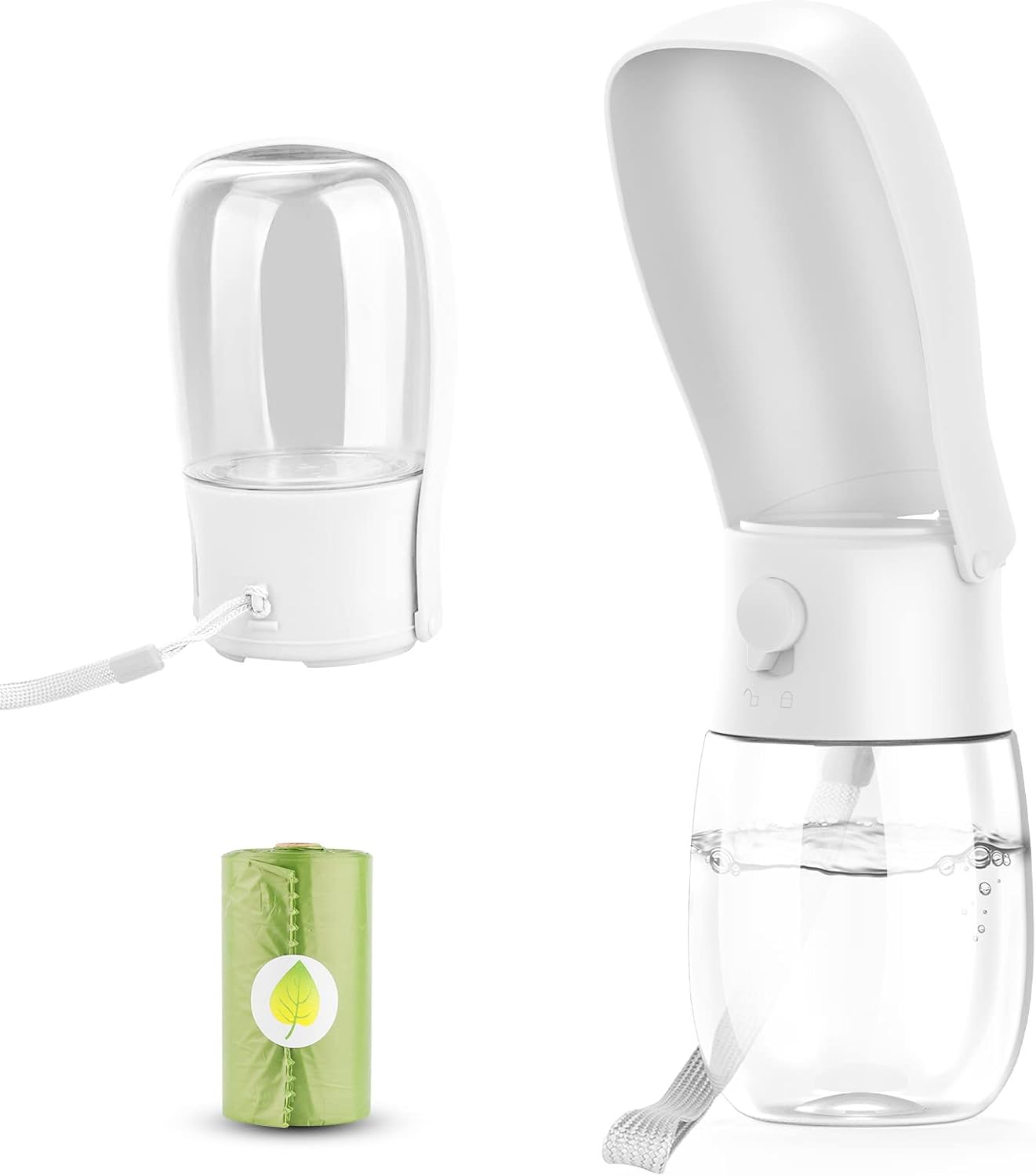 Gezimetie Dog Water Bottle – Foldable Pet Water Dispenser with Waste Bag Holder for Walking & Travel