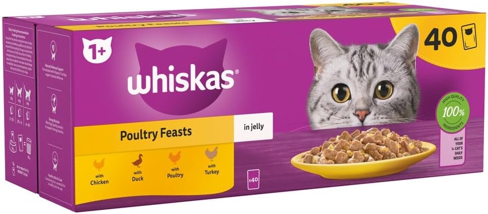 Whiskas 1+ Adult Wet Cat Food in Jelly — Fish & Poultry Flavours | Multipack
