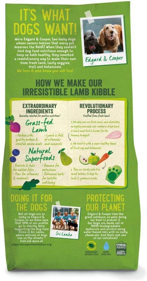 Edgard Cooper Grain-Free Wet Dog Food for Adult Dogs, LambBeef 11 x 150g, Natural Dogs Food in Cup with Fresh Meat Amino Acids, Gluten-Free, High Protein