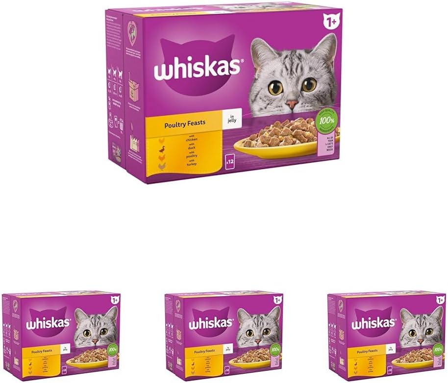 Whiskas 1+ Adult Wet Cat Food in Jelly — Fish & Poultry Flavours | Multipack