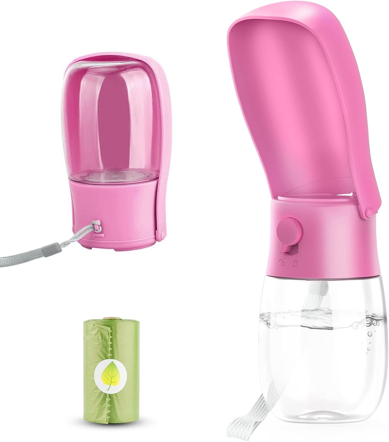 Gezimetie Dog Water Bottle – Foldable Pet Water Dispenser with Waste Bag Holder for Walking & Travel