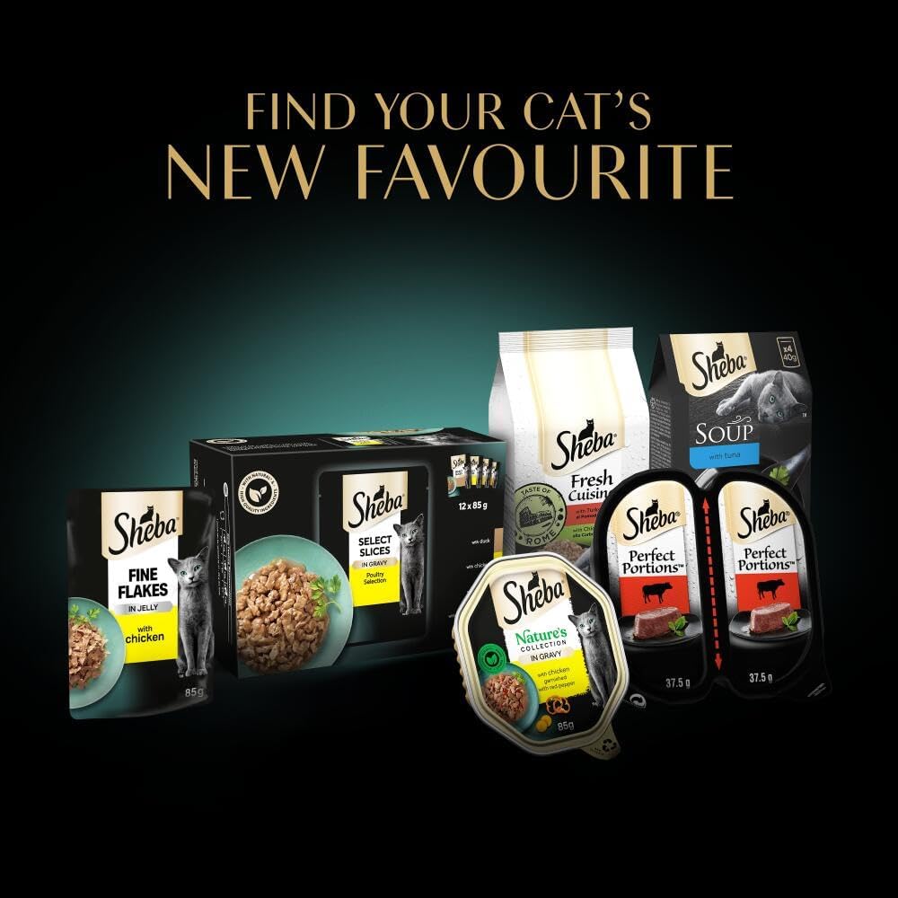 Sheba Fine Flakes in Jelly Wet Cat Food — Adult Cats | Poultry Collection, Fish Flavours