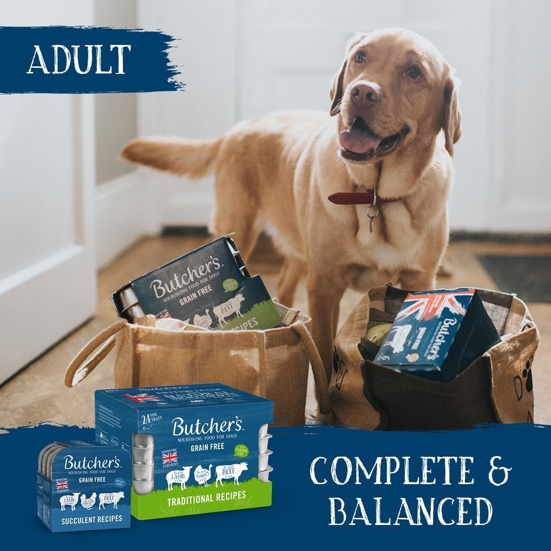Butcher's Complete Wet Can Grain Free Hypoallergenic Adult Dog Food Recipes in Jelly Chicken, Beef & Lamb