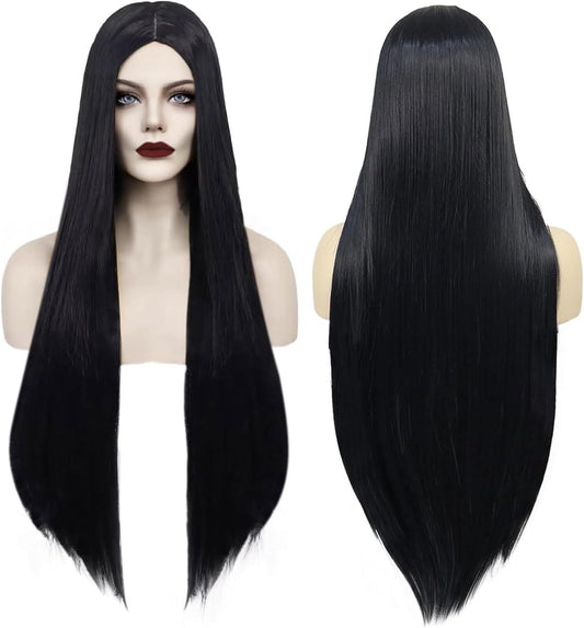 AUXHCYL Long Black Wigs for Women, Synthetic Long Straight Wig for Cosplay, Party & Carnival，Halloween Costume Wigs