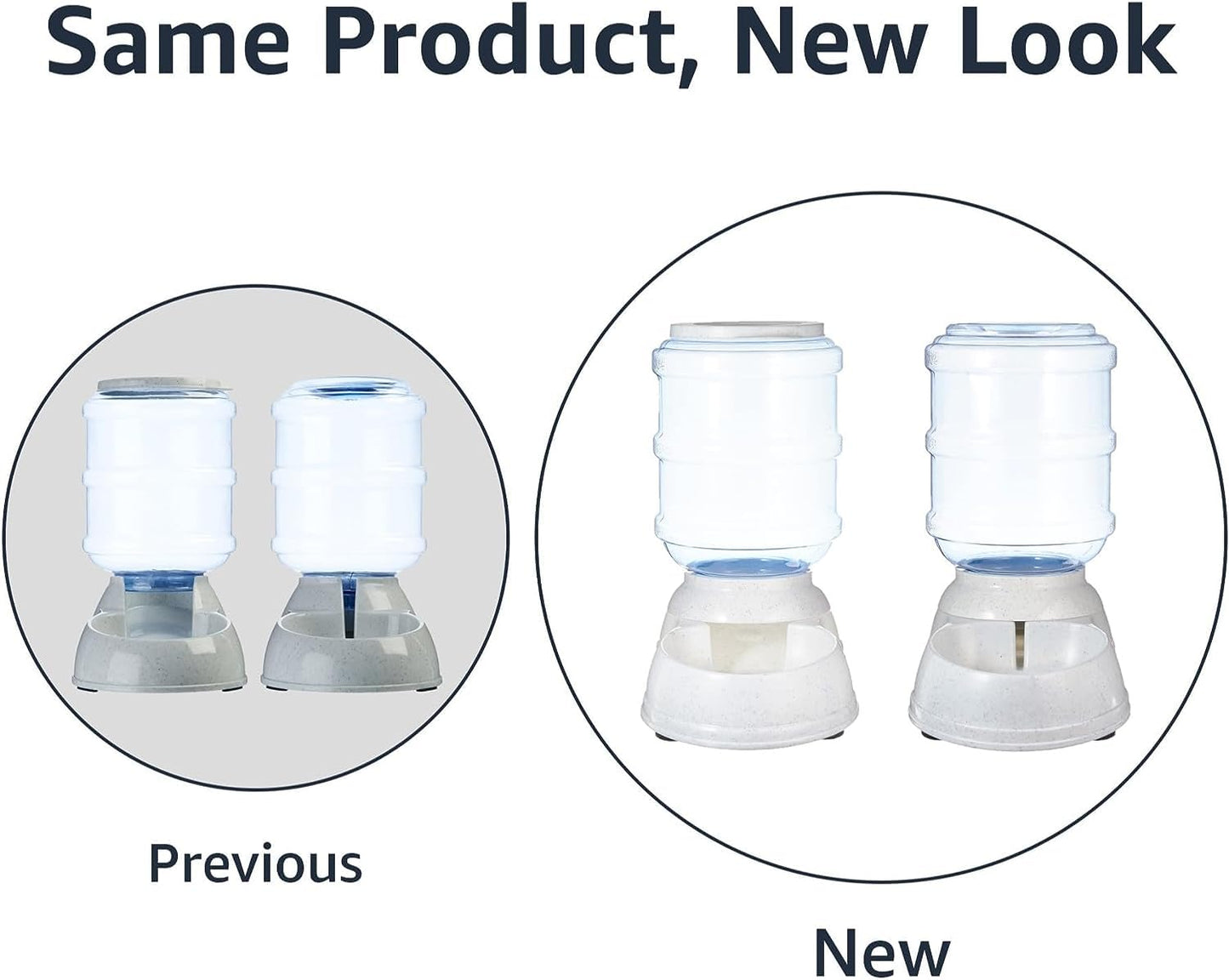 Basics Automatic Dog & Cat Water Dispenser + Gravity Feeder Set – 6lb Food / 1 Gallon Water, Gray (Pack of 2)