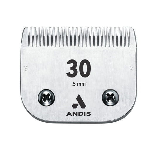 Andis 64075 Ultra Edge Dog Clipper Blade - Constructed Of Carbonized Steel, Exclusive Hardening Process With Long-Lasting Sharp Edges, 1/50-Inch Cut Length - For Larger Animals, Size-30, Chrome
