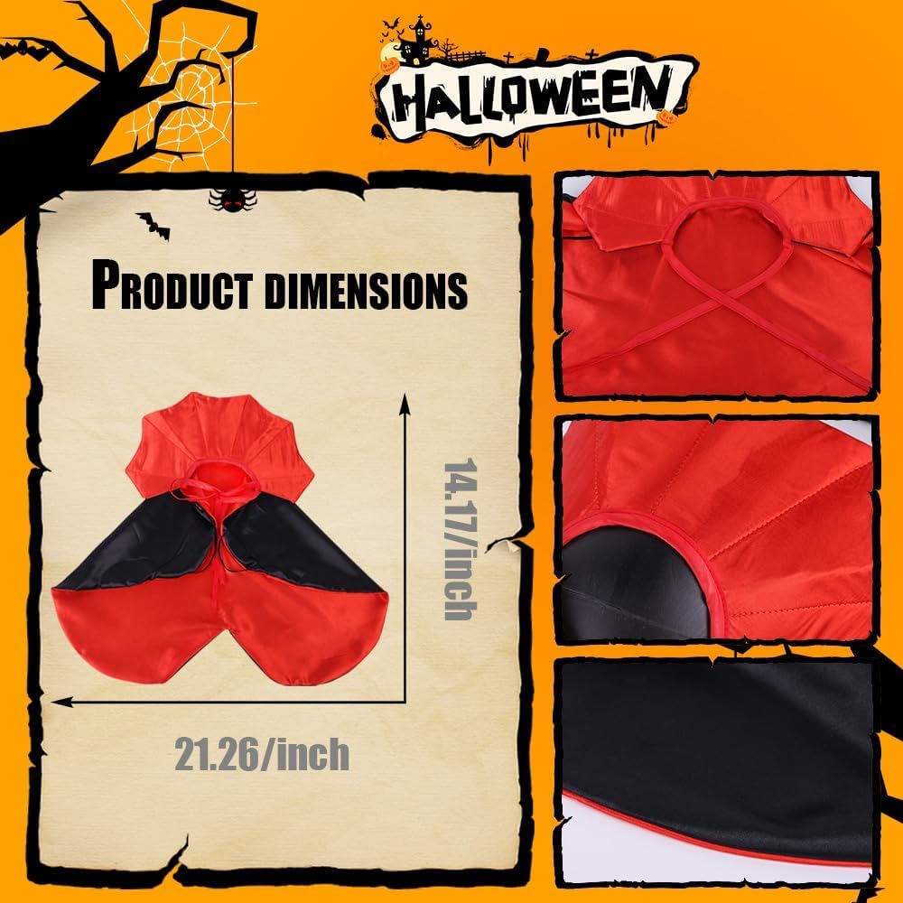 XOYTN Halloween Cat Costumes, Small Funny Halloween Cat Vampire Cape Adjustable Pet Vampire Wizard Cloak for Little Dogs Cats Puppy Cosplay Party