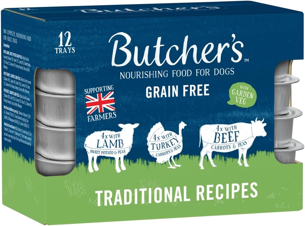 Butcher's Complete Wet Tray Grain Free Hypoallergenic Adult Dog Food Traditional Recipes Lamb, Turkey & Beef