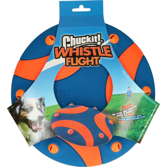 Chuckit! Whistle Flight Outdoor Dog Toy, Orange and Blue
