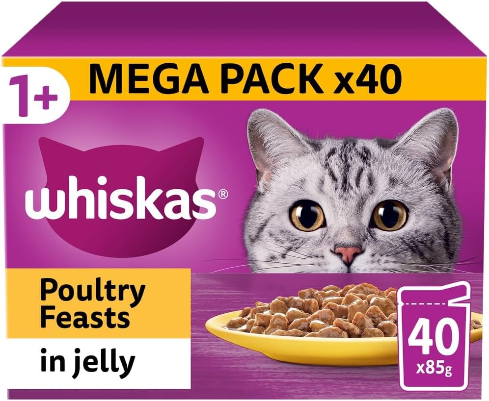 Whiskas 1+ Adult Wet Cat Food in Jelly — Fish & Poultry Flavours | Multipack