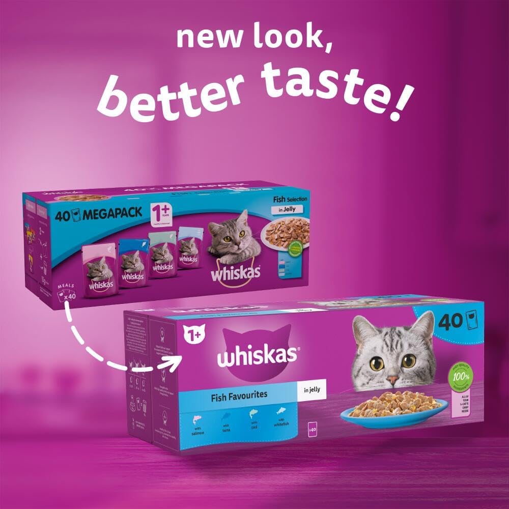 Whiskas 1+ Adult Wet Cat Food in Jelly — Fish & Poultry Flavours | Multipack