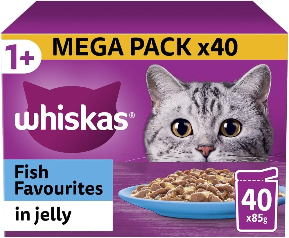 Whiskas 1+ Adult Wet Cat Food in Jelly — Fish & Poultry Flavours | Multipack