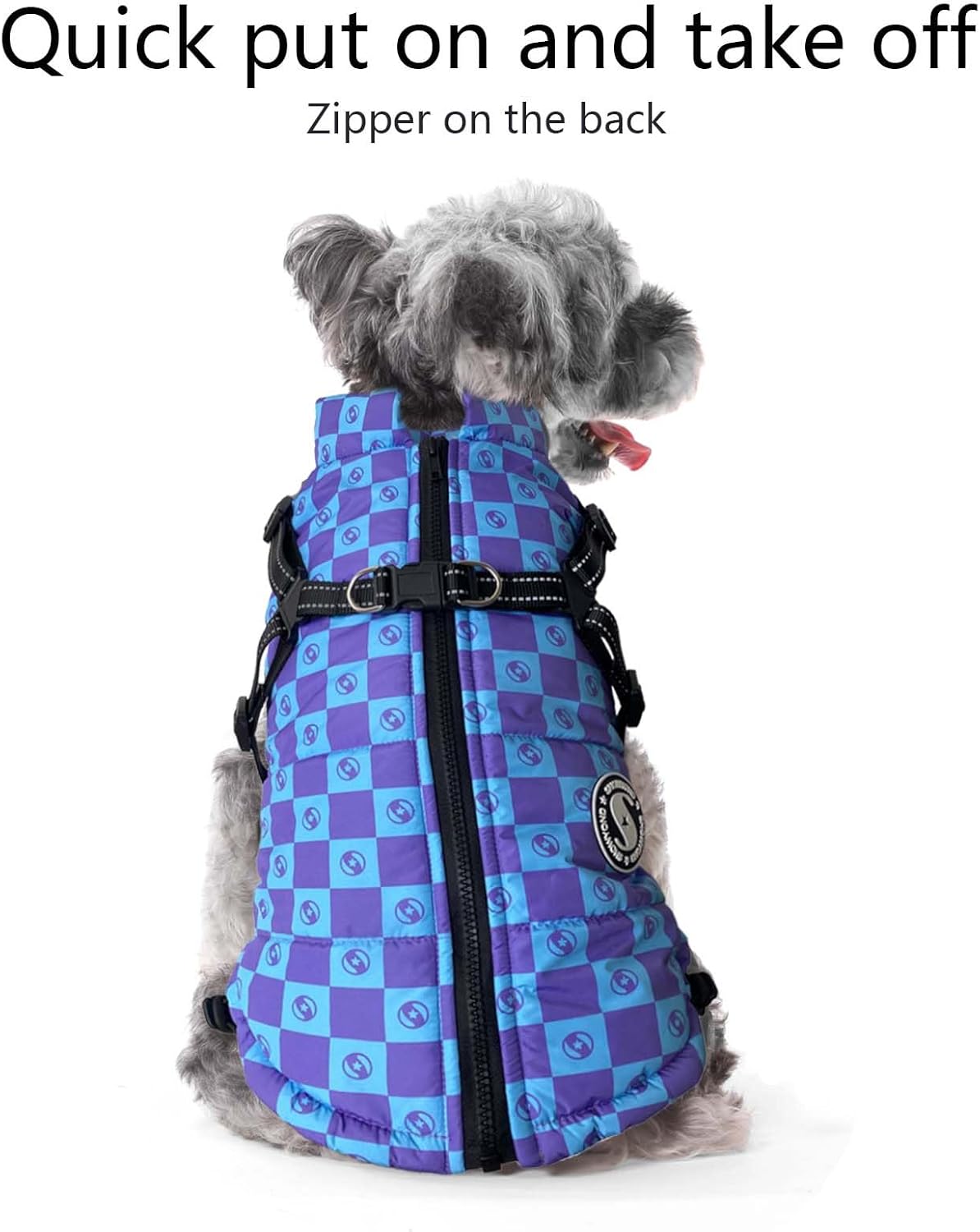 Dachshund Coat Waterproof Fashion Winter Warm Zip Up Dog Coat with Harness Dog Jacket for Puppy Small Medium Large Dogs