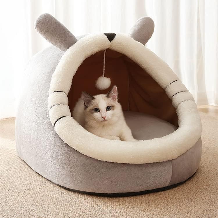 CozyCat 2-in-1 Cat Cave & Playhouse with Hanging Teaser Toy – Bed for Indoor Cats & Small Dogs