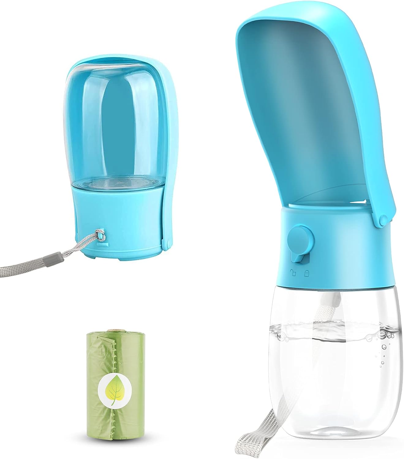 Gezimetie Dog Water Bottle – Foldable Pet Water Dispenser with Waste Bag Holder for Walking & Travel