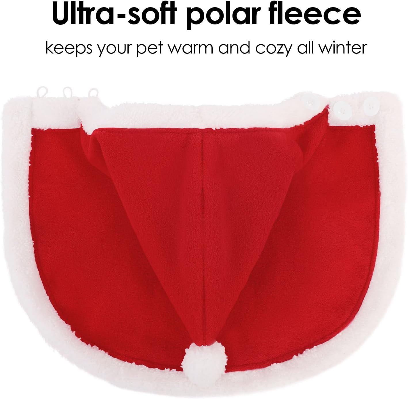 Christmas Costume for Medium Dog Santa Cape - Hooded Fleece Dog Cloak, Windproof Warm Christmas Outfit for Dogs