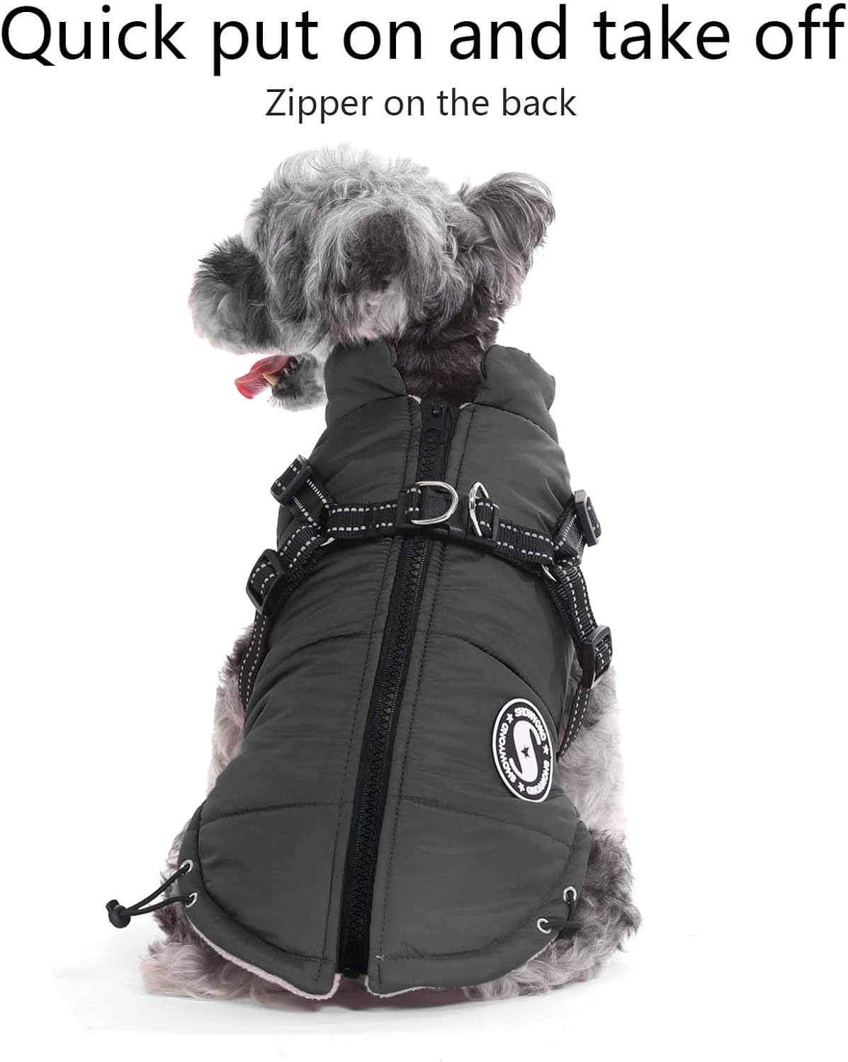 Dog Coats Waterproof Winter Warm Zip Up Dog Coat with Harness Jacket for Puppy Small Medium Large Dogs