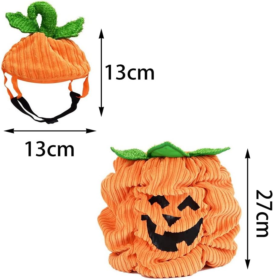 Halloween Pumpkin Dog Costume, Dog Cat Warm Costume Outfit Halloween Pet Cosplay Clothes with Pumpkin Hat for Small Medium Dogs Cats ("M" Size)