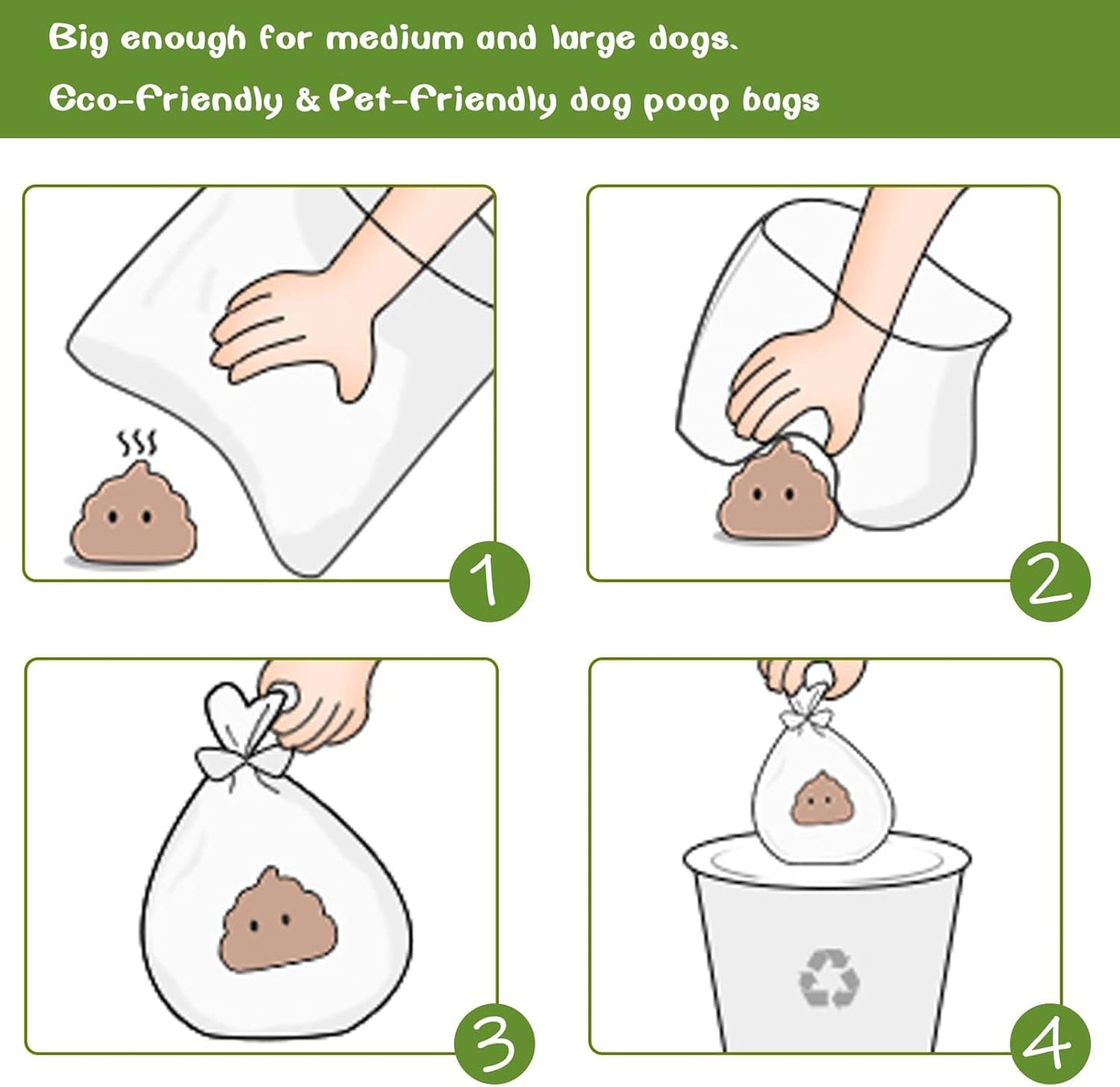 Dog Poo Bags - 540 Counts Biodegradable Poop Waste Bag Refill Rolls for Dogs include 1 Adjustable Dispenser | Scented