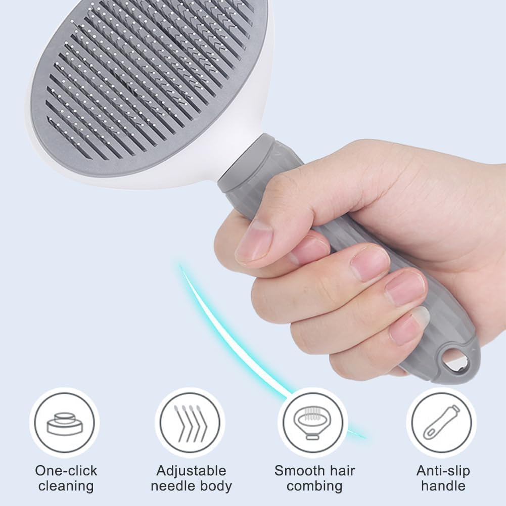 Cat Brush Dog Brush for Shedding, Cat Grooming-Brushes with Release Button, Cats Comb for Kitten Puppy Massage Removes Tangles and Loose Fur, Long or Short Haired Cats