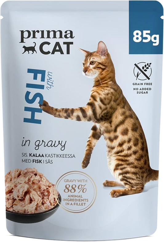 PrimaCat Classic Complete Wet Cat Food — Sterilised Cats | Salmon, Poultry, Fish, Turkey