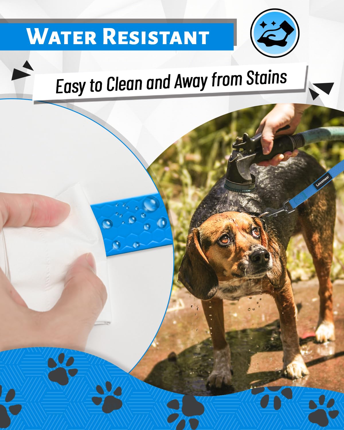 Looxmeer Dog Training Lead, 5M(16ft) Strong Extra Long Dog Lead for Small Medium Large Dog with Padded Handle & Storage Bag, Waterproof Dog Leash for Recall Tracking Hiking Hunting Obedience, Blue