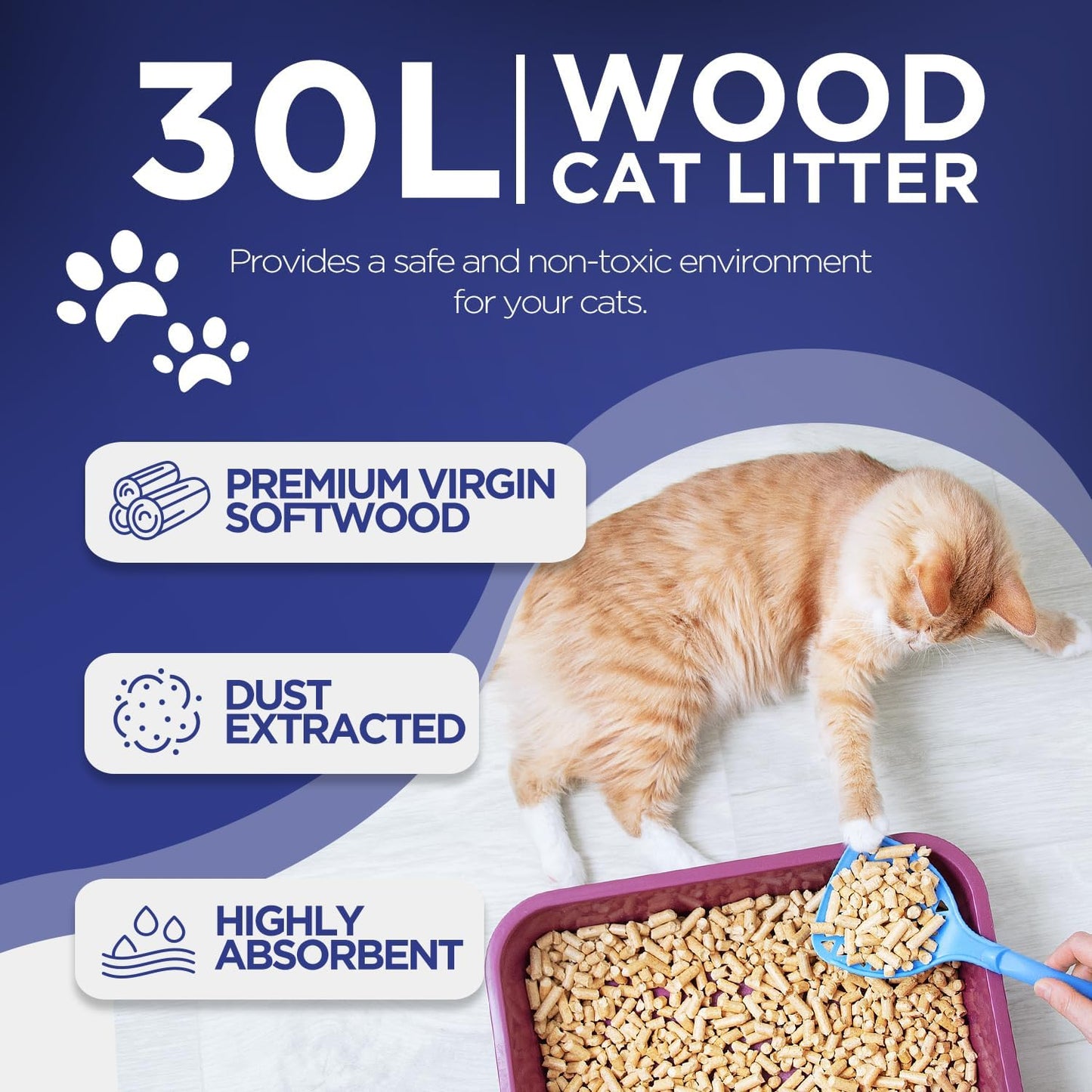 Premium Natural Wood Pellet Cat Litter – Ultra Odour Control, 99% Dust Free, Biodegradable & Super Absorbent for Cats & Kittens