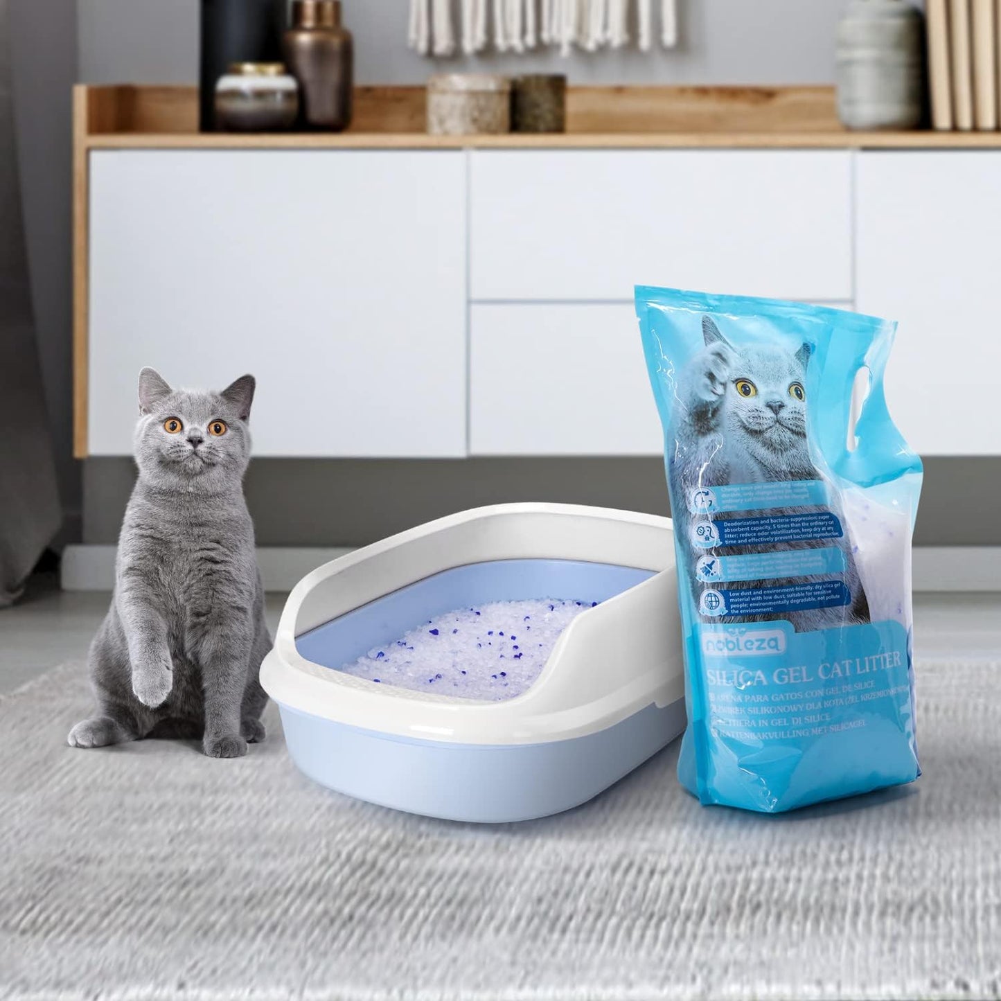 Nobleza - Silica Cat Litter Diamond Gel kitten Litter Absorbent, Comfortable Biodegradable