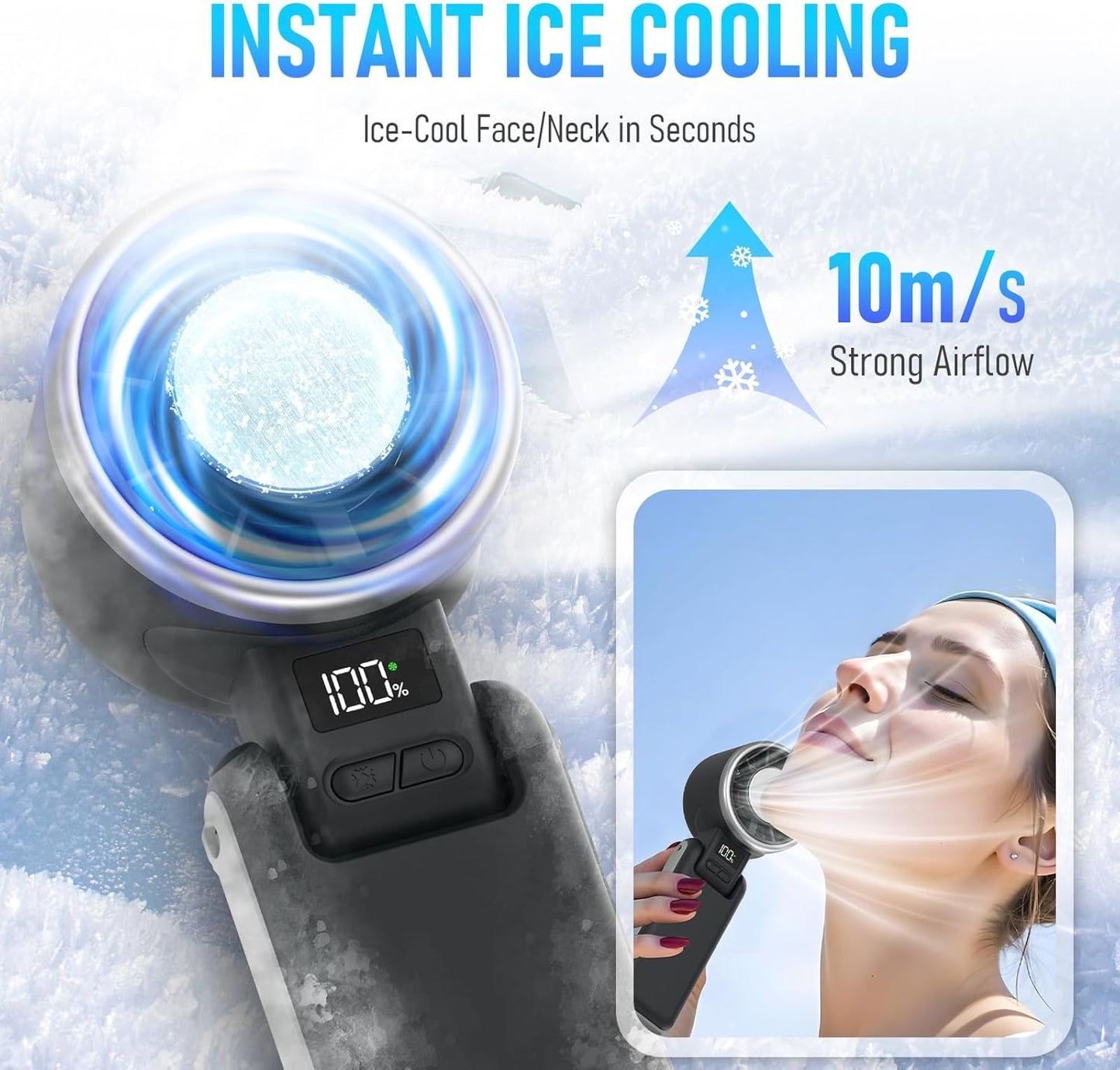 Portable Handheld Turbo Fan with Ice Cooling