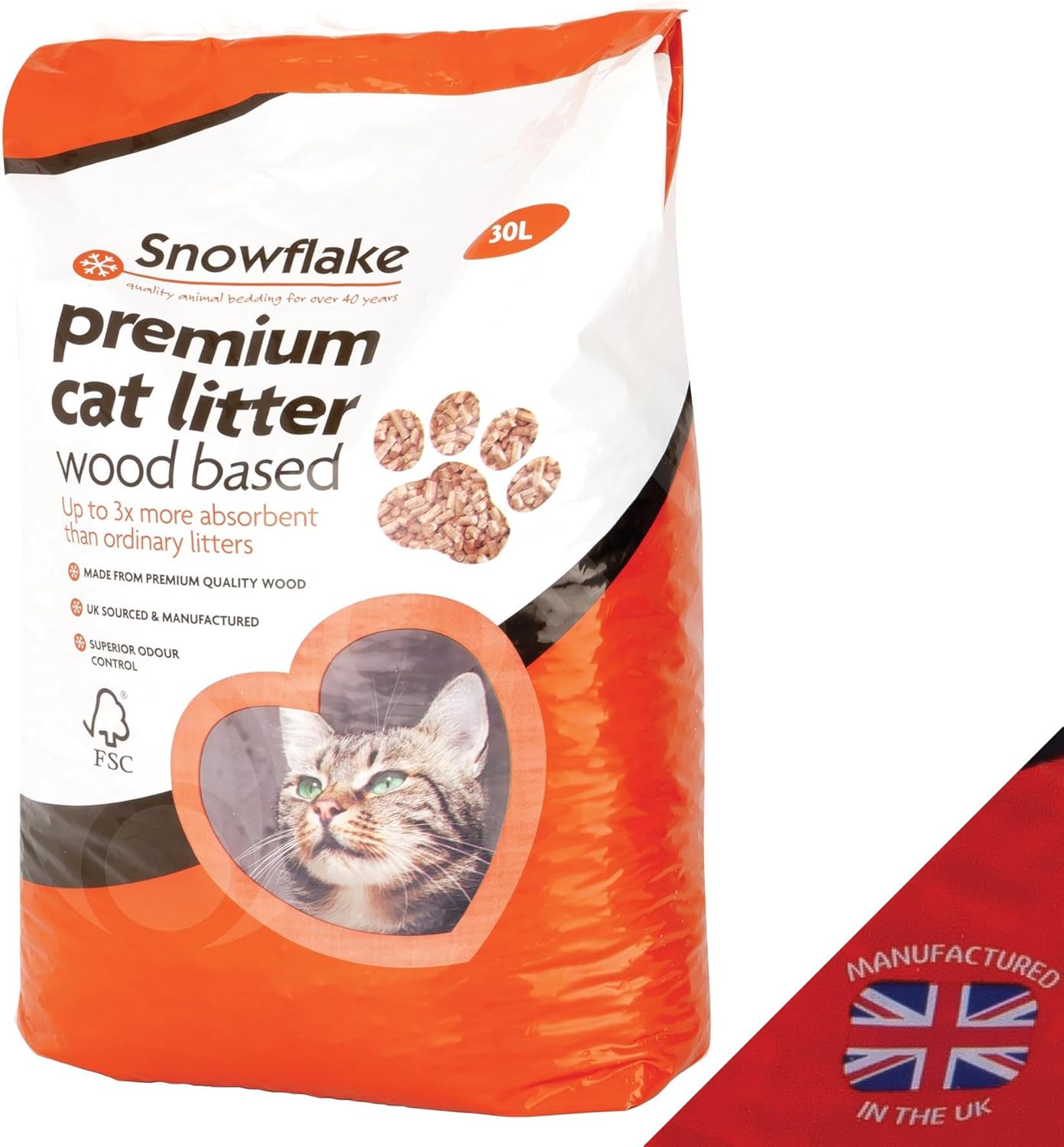 Snowflake Premium Quality Wood Based Cat Litter Pellets