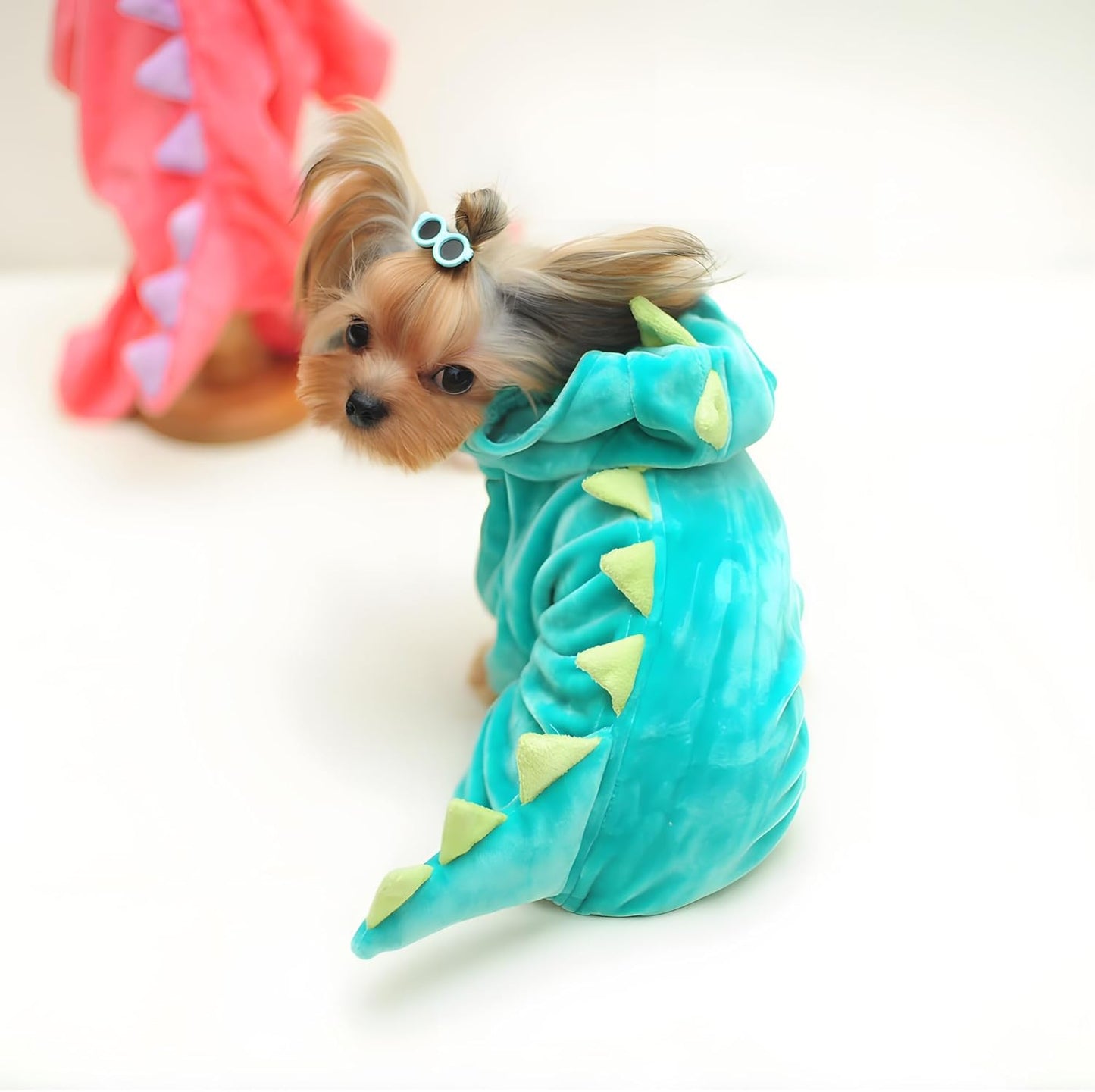DELIFUR Dinosaur Dog Halloween Costume Pet Dino Hoodie for Small & Medium Dogs