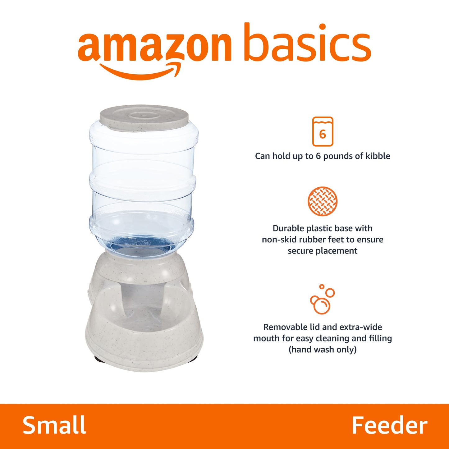Basics Gravity Pet Food Feeder – 6lb Capacity, Gray