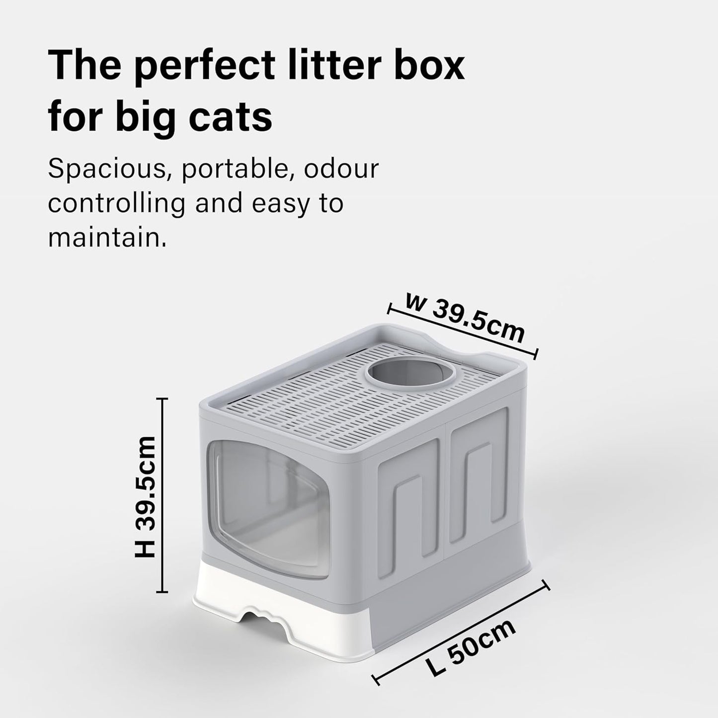 Large Cat Litter Box – Open Sifting Tray or Foldable Hooded Litter Box with Scoop