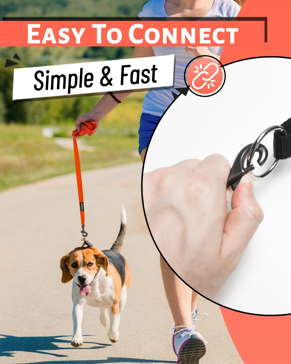 Looxmeer Training Lead for Dogs, 5m(16ft) Extra Long Line Dog Lead, Waterproof Dog Leash with Soft Padded Handle & Storage Bag for Training Recall Obedience, Tracking, Camping Play, Backyard, Orange