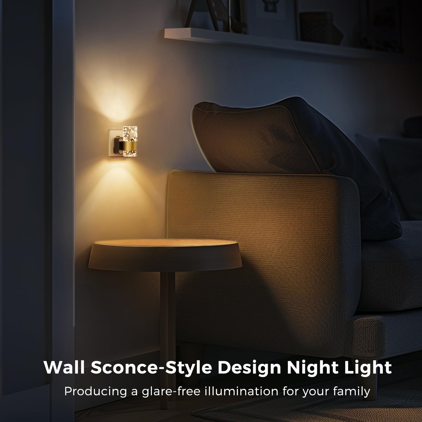 LOHAS-LED Plug in Night Light, Acrylic Night Light with Dusk to Dawn Sensor, Adjustable Brightness 0-100LM, Warm White 3000K, Plug in Nightlight for Hallway, Bathroom, Stair, Bedroom[1 Pack]