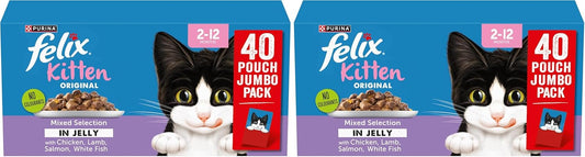 FELIX Original Kitten Mixed Selection in Jelly Wet Cat Food 40x85g (Pack of 2)