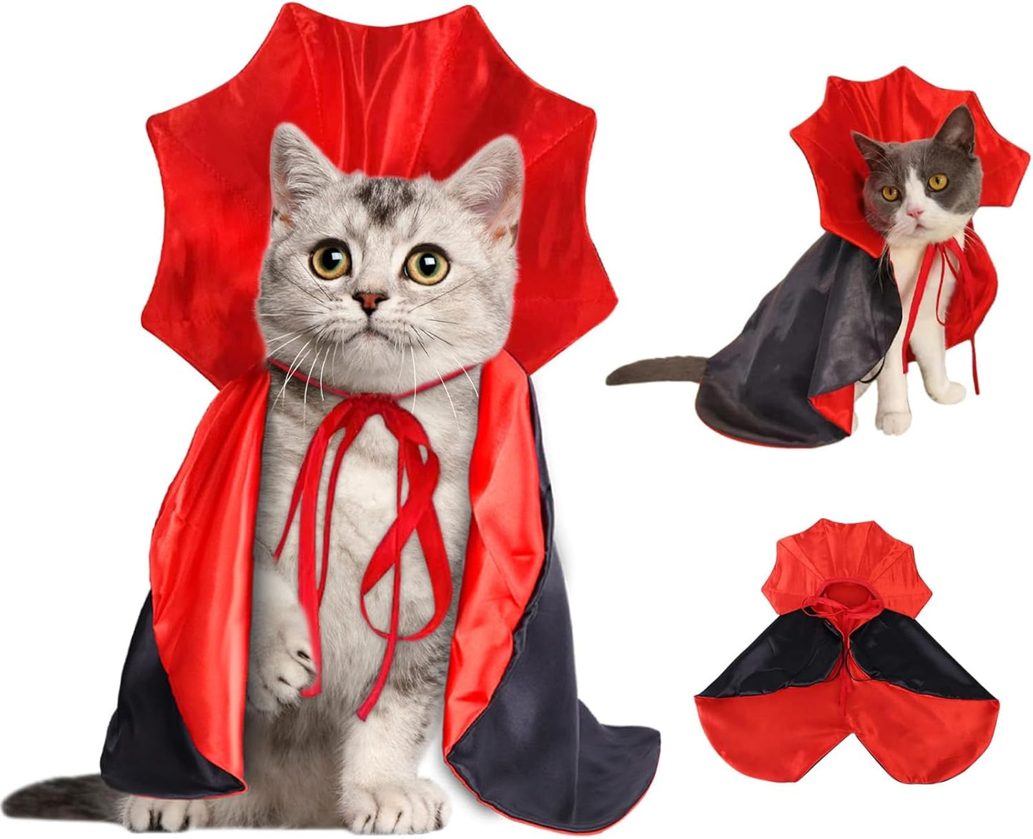 XOYTN Halloween Cat Costumes, Small Funny Halloween Cat Vampire Cape Adjustable Pet Vampire Wizard Cloak for Little Dogs Cats Puppy Cosplay Party
