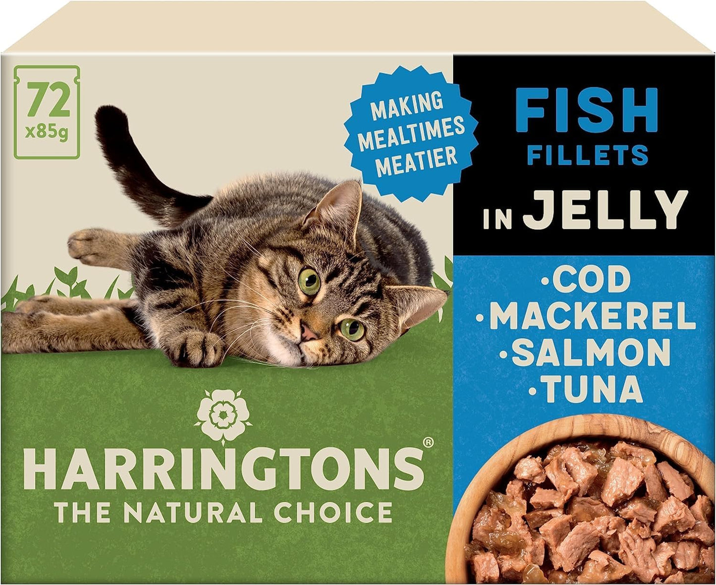 Harringtons Grain Free Wet Cat Food for Adult Cats – Beef, Chicken, Lamb & Turkey in Gravy & Jelly
