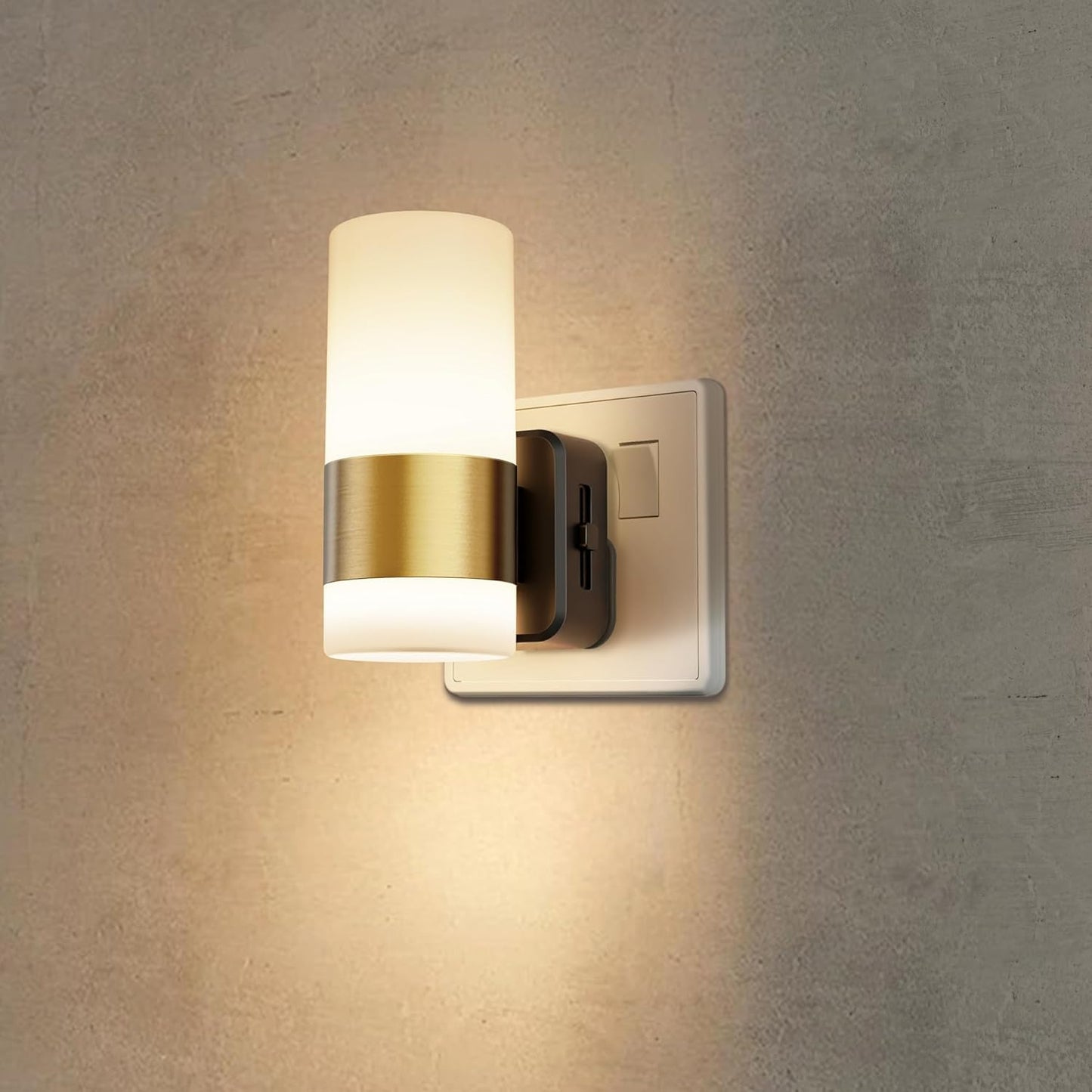 LOHAS-LED Plug in Night Light, Acrylic Night Light with Dusk to Dawn Sensor, Adjustable Brightness 0-100LM, Warm White 3000K, Plug in Nightlight for Hallway, Bathroom, Stair, Bedroom[1 Pack]