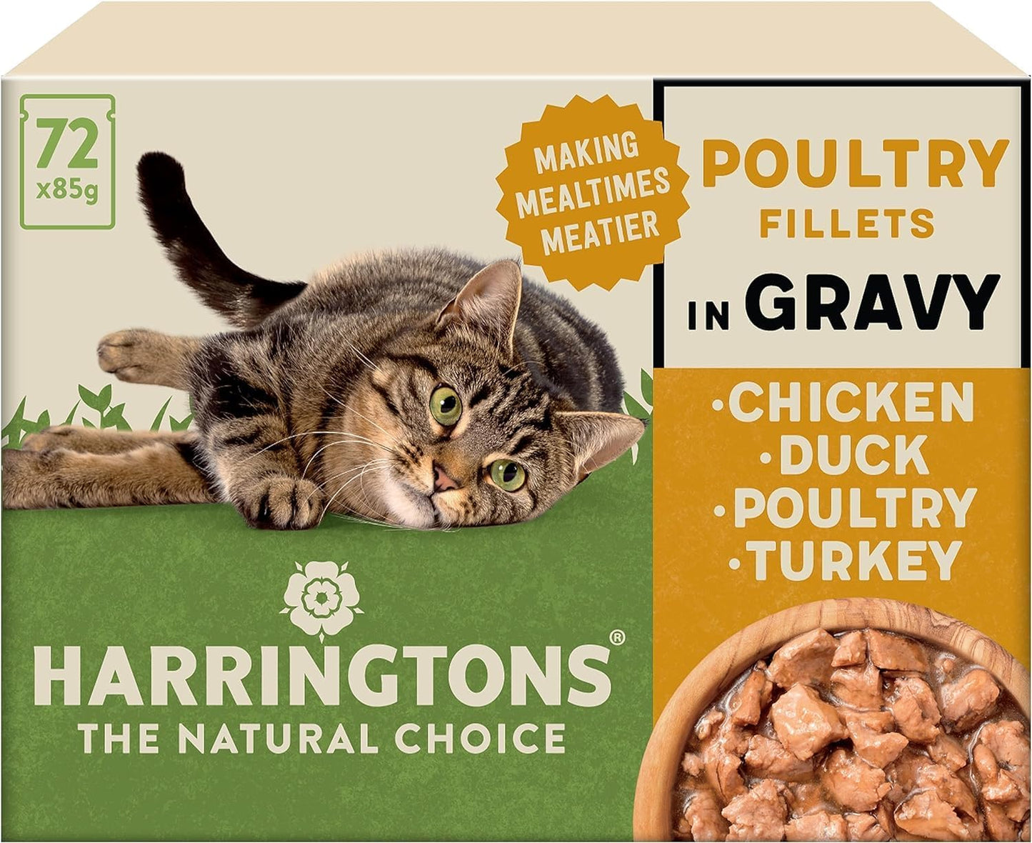 Harringtons Grain Free Wet Cat Food for Adult Cats – Beef, Chicken, Lamb & Turkey in Gravy & Jelly