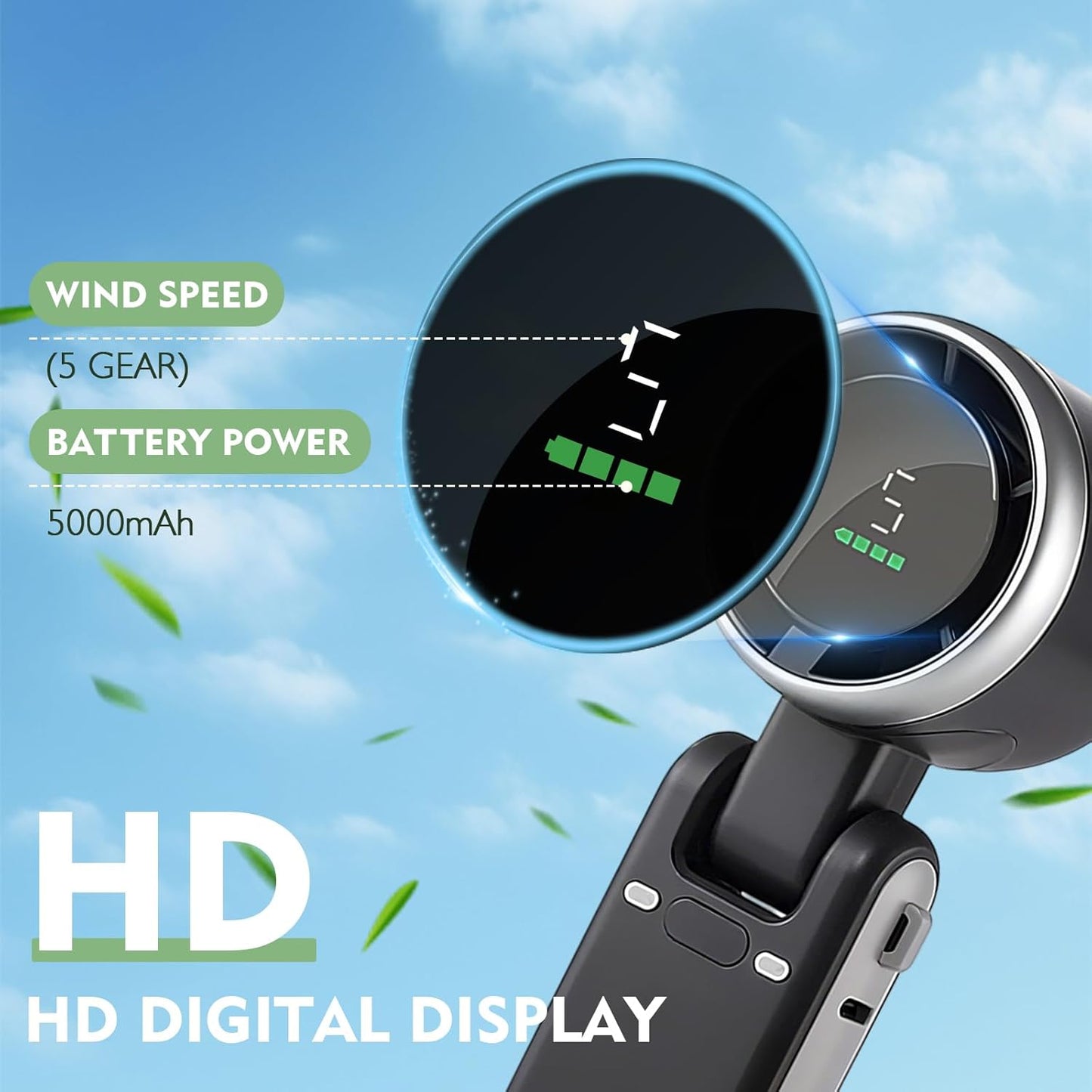 3-in-1 Foldable Portable Turbo Fan | 3600mAh Rechargeable | 100-Speed Control | Handheld & Desktop Cooling Fan
