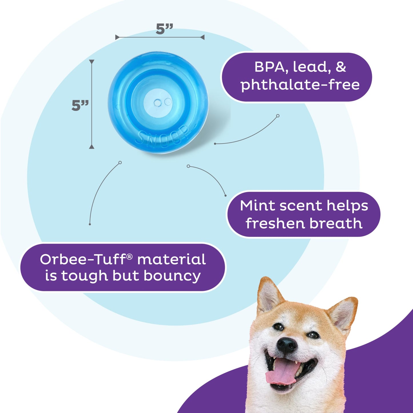 Outward Hound by Planet Dog Snoop Durable Interactive Treat Dispensing Dog Toy, Large, Blue