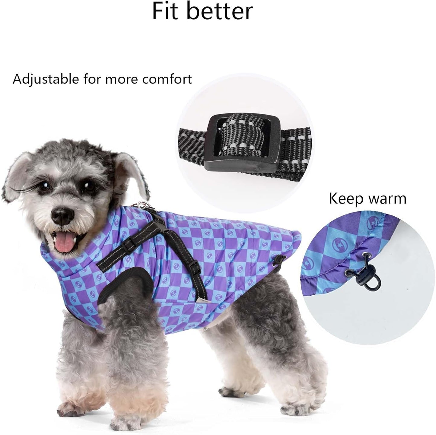 Dachshund Coat Waterproof Fashion Winter Warm Zip Up Dog Coat with Harness Dog Jacket for Puppy Small Medium Large Dogs
